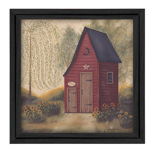 Folk Art Outhouse Black Framed Print Wall Art - Homeroots
