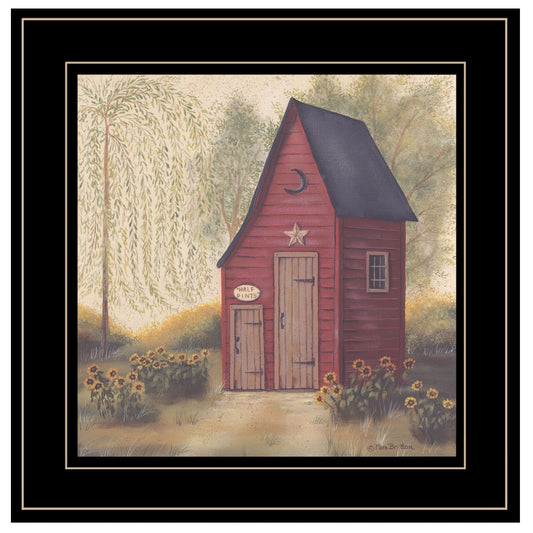 Folk Art Outhouse II 2 Black Framed Print Bathroom Wall Art - Homeroots