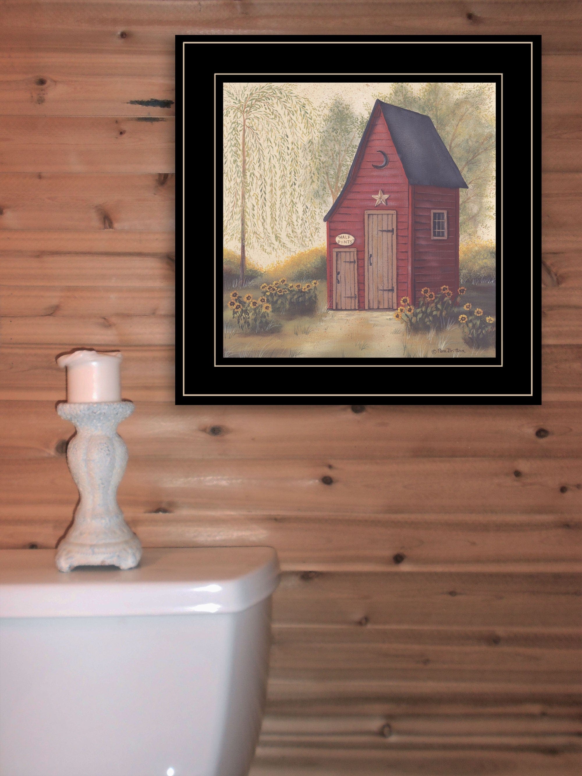 Folk Art Outhouse II 2 Black Framed Print Bathroom Wall Art - Homeroots
