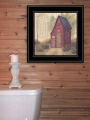 Folk Art Outhouse II 2 Black Framed Print Bathroom Wall Art - Homeroots