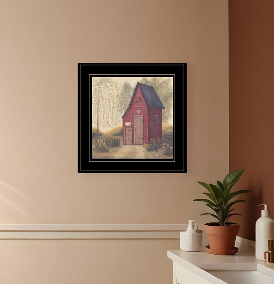 Folk Art Outhouse II 2 Black Framed Print Bathroom Wall Art - Homeroots