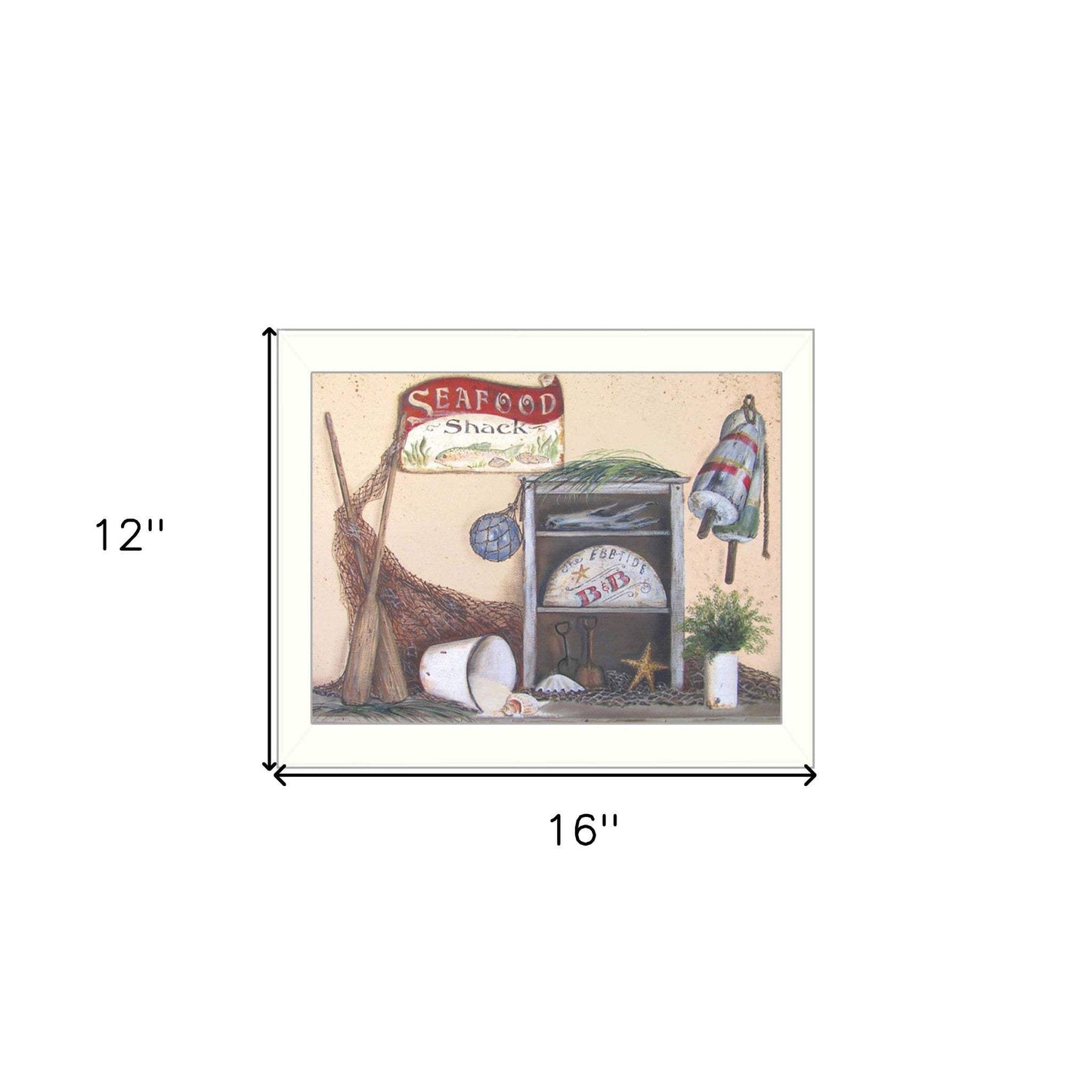 Seafood Shack White Picture Frame Print Kitchen Wall Art - Homeroots - Flyclothing LLC