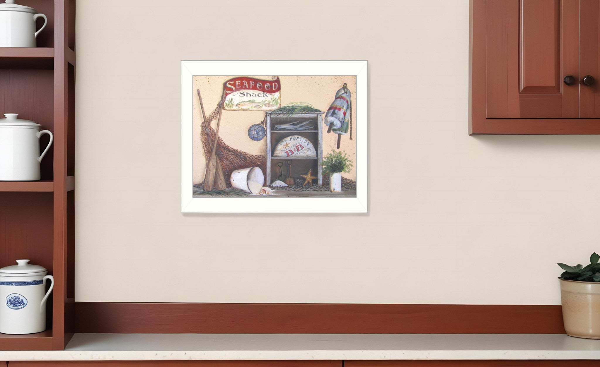 Seafood Shack White Picture Frame Print Kitchen Wall Art - Homeroots - Flyclothing LLC