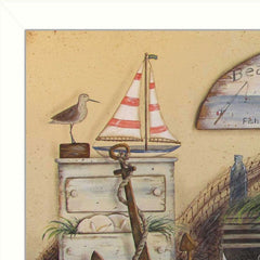 Beach Cottage White Framed Print Wall Art - Homeroots