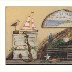Beach Cottage White Framed Print Wall Art - Homeroots