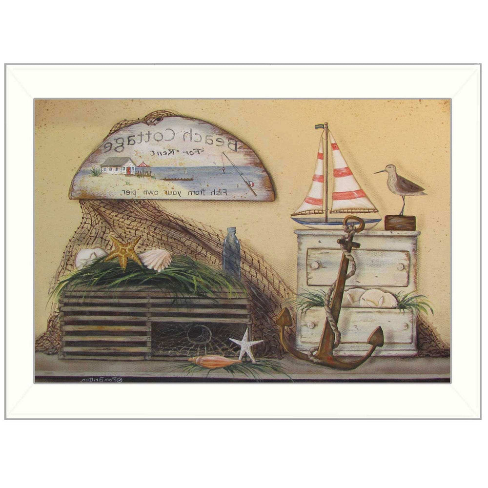 Beach Cottage White Framed Print Wall Art - Homeroots - Flyclothing LLC