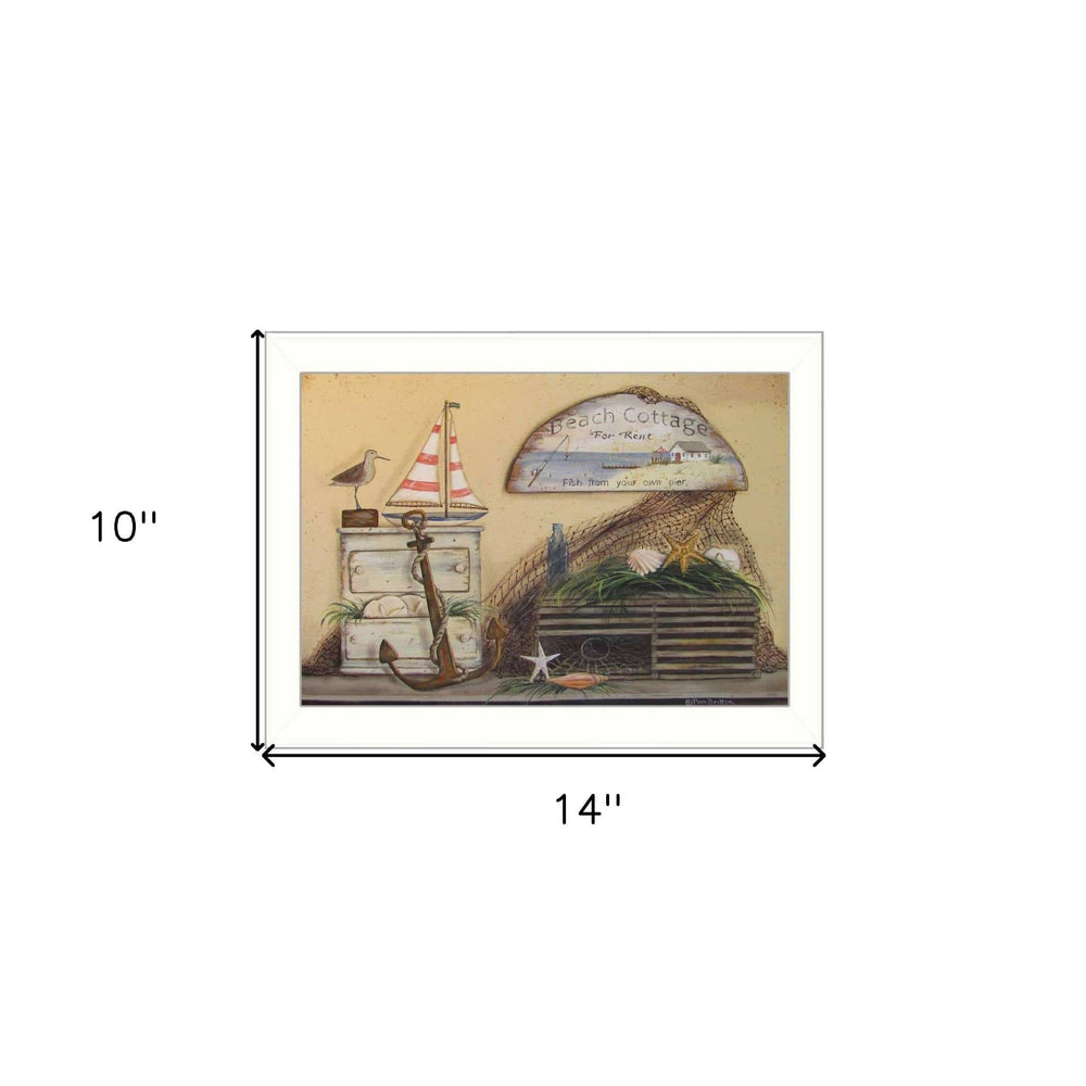 Beach Cottage White Framed Print Wall Art - Homeroots - Flyclothing LLC