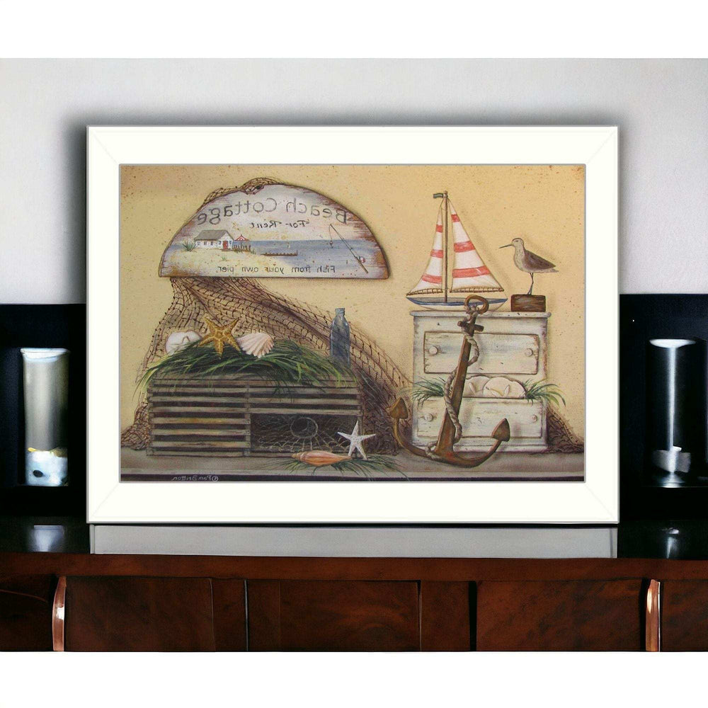 Beach Cottage White Framed Print Wall Art - Homeroots - Flyclothing LLC