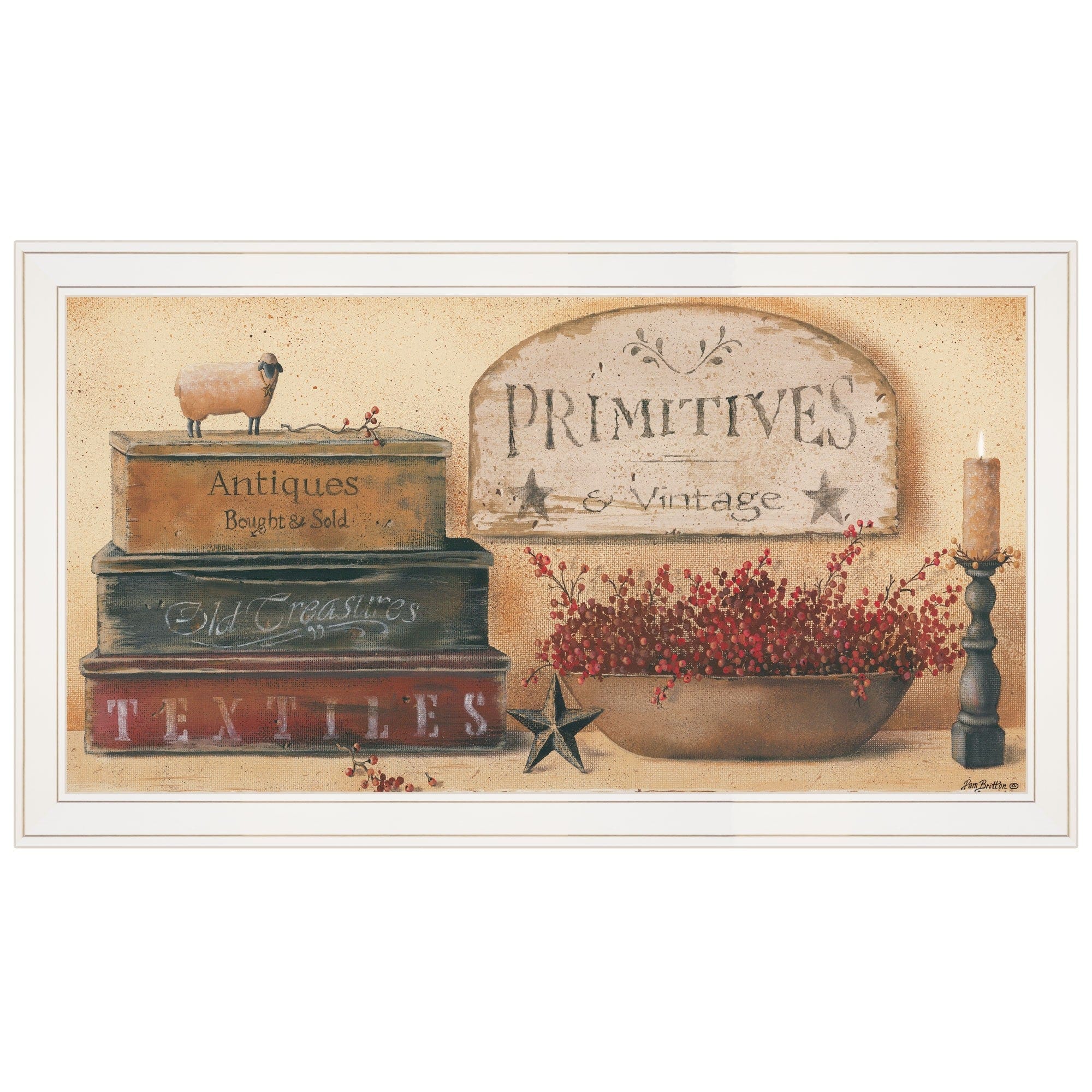 Primitives and Vintage 2 White Framed Print Wall Art - Homeroots