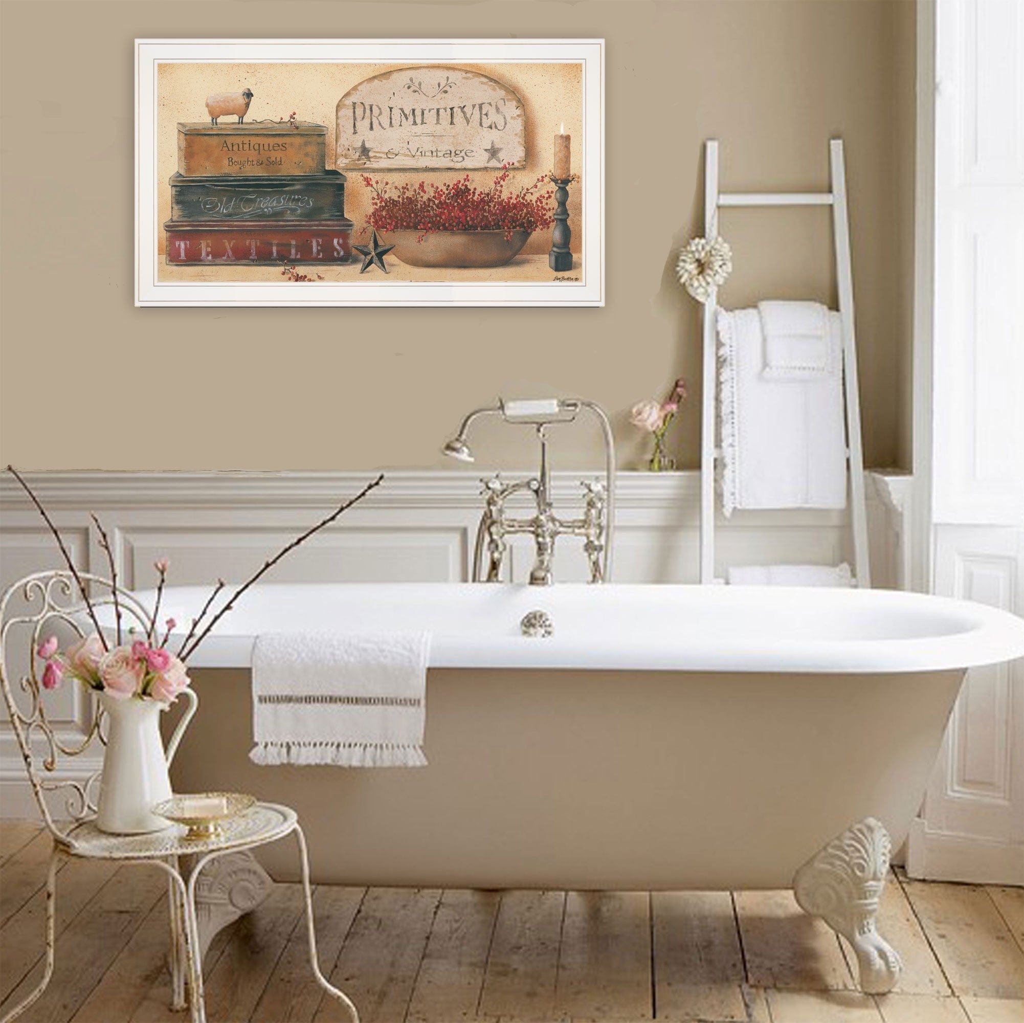 Primitives and Vintage 2 White Framed Print Wall Art - Homeroots