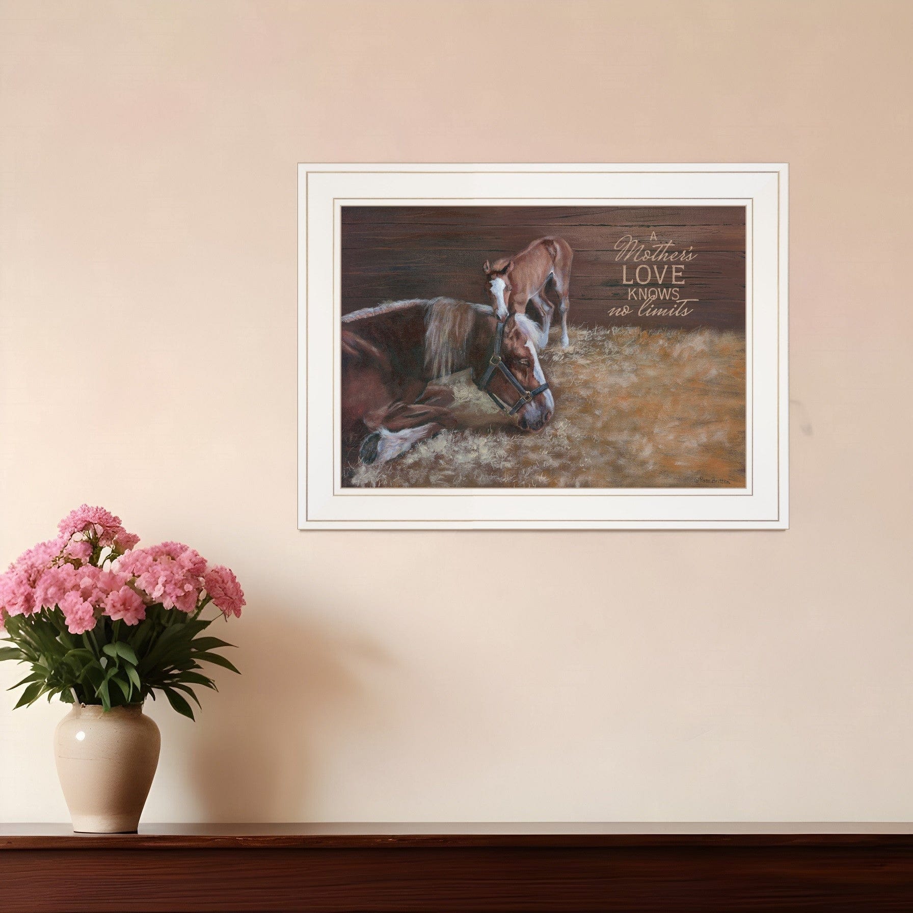 A Mother Love Horses 1 White Framed Print Wall Art - Homeroots