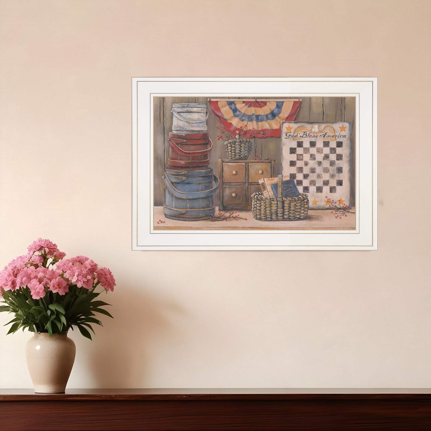 God Bless America 2 White Framed Print Wall Art - Homeroots - Flyclothing LLC