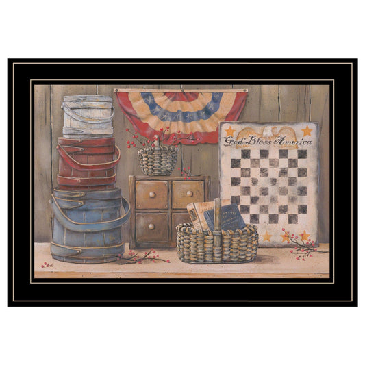 God Bless America 3 Black Framed Print Wall Art - Homeroots