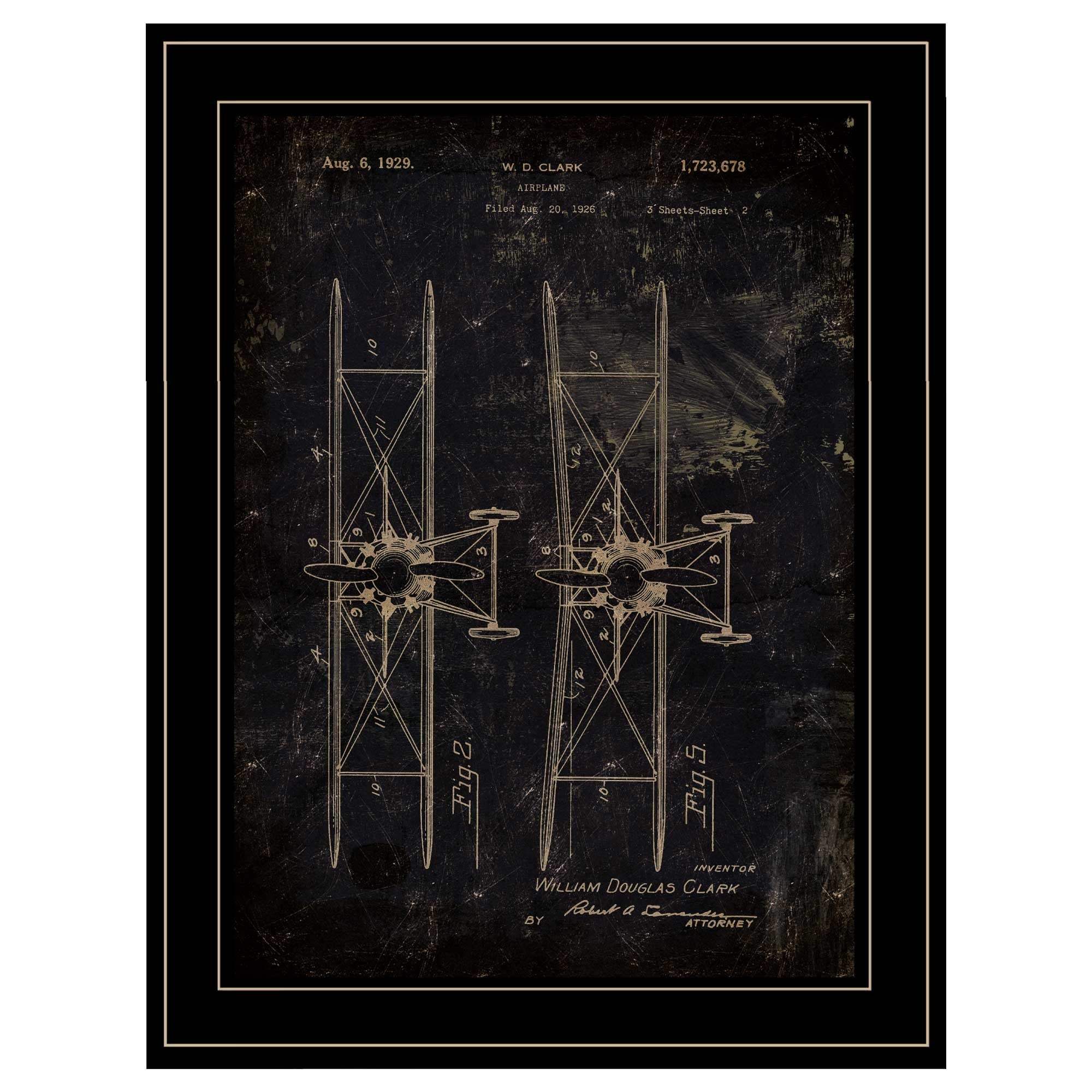 Airplane Patent I 2 Black Framed Print Wall Art - Homeroots - Flyclothing LLC