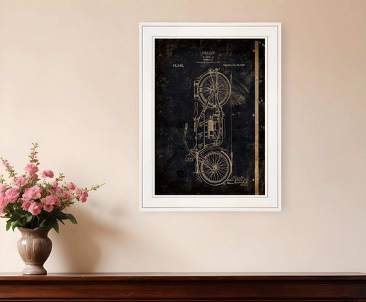 Motor Bike Patent I 1 White Framed Print Wall Art - Homeroots - Flyclothing LLC