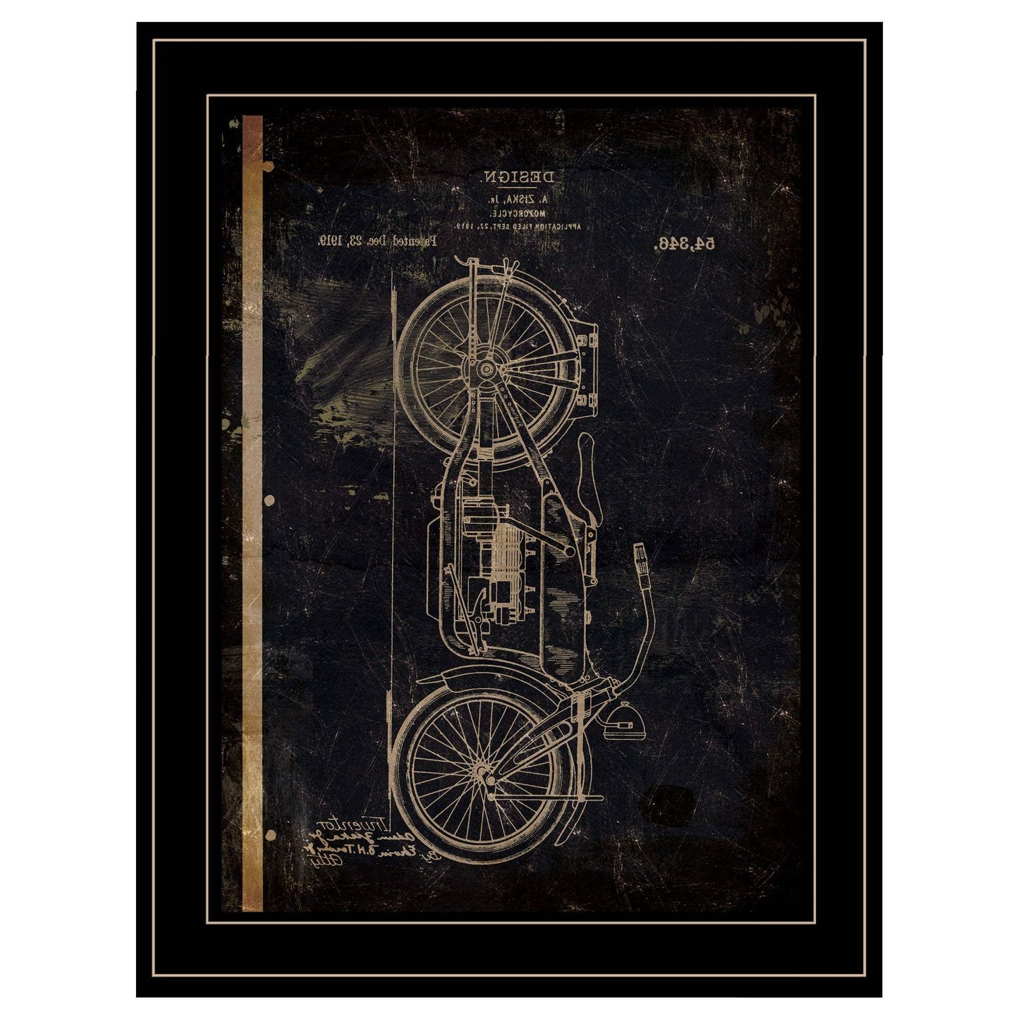 Motor Bike Patent I 2 Black Framed Print Wall Art - Homeroots - Flyclothing LLC