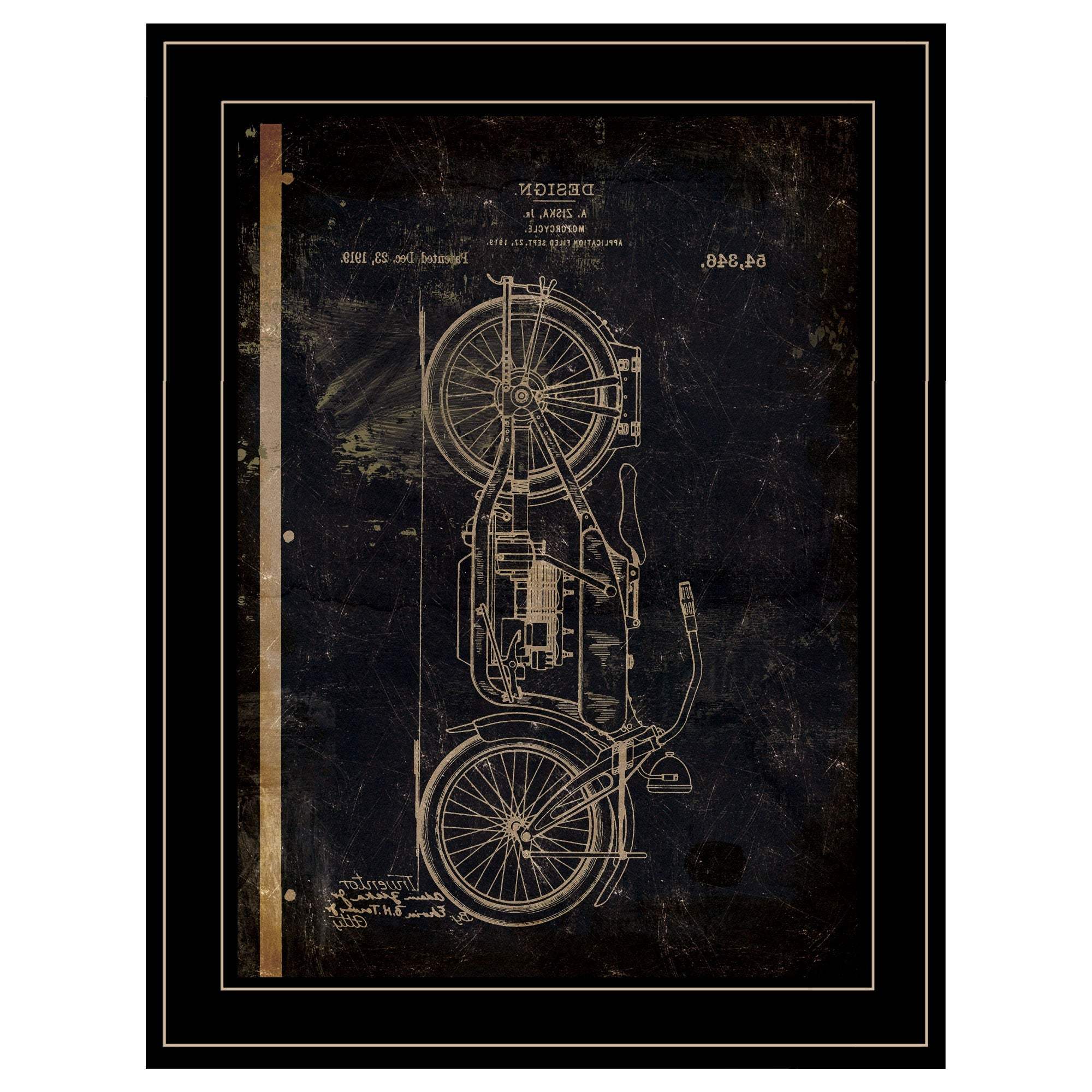 Motor Bike Patent I 2 Black Framed Print Wall Art - Homeroots - Flyclothing LLC