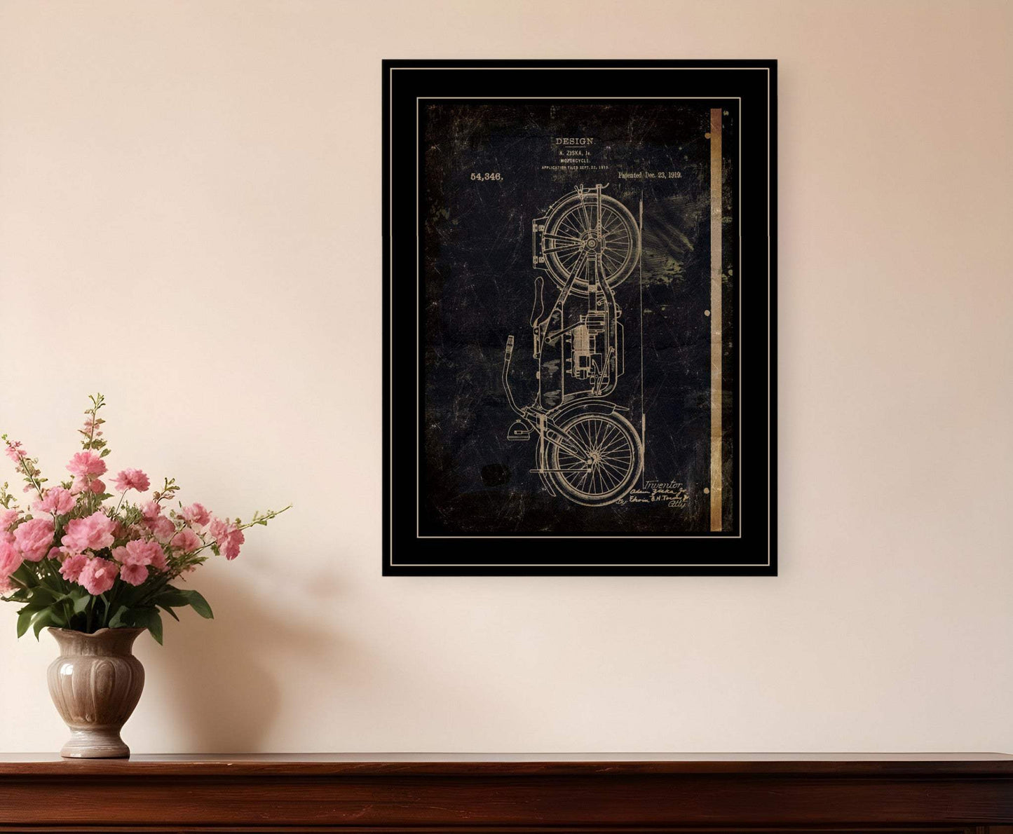 Motor Bike Patent I 2 Black Framed Print Wall Art - Homeroots - Flyclothing LLC