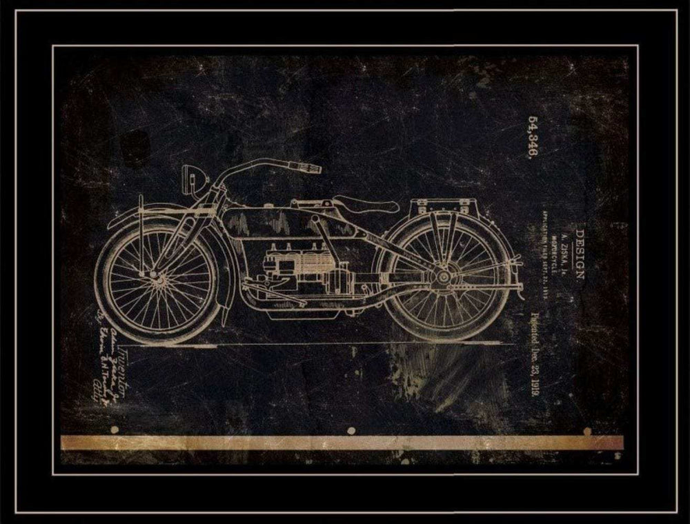 Motor Bike Patent I 2 Black Framed Print Wall Art - Homeroots - Flyclothing LLC