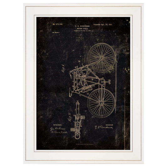 Motor Bike Patent I 3 White Framed Print Wall Art - Homeroots - Flyclothing LLC