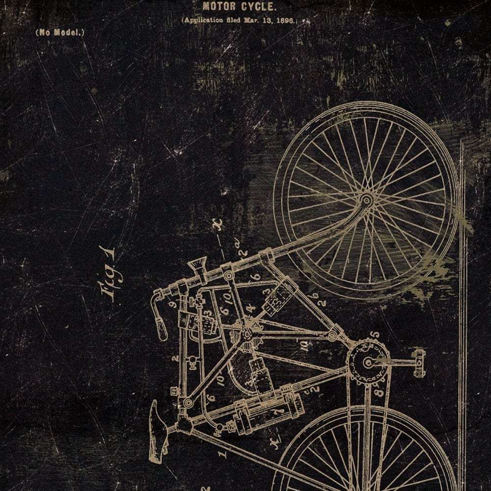 Motor Bike Patent I 3 White Framed Print Wall Art - Homeroots - Flyclothing LLC