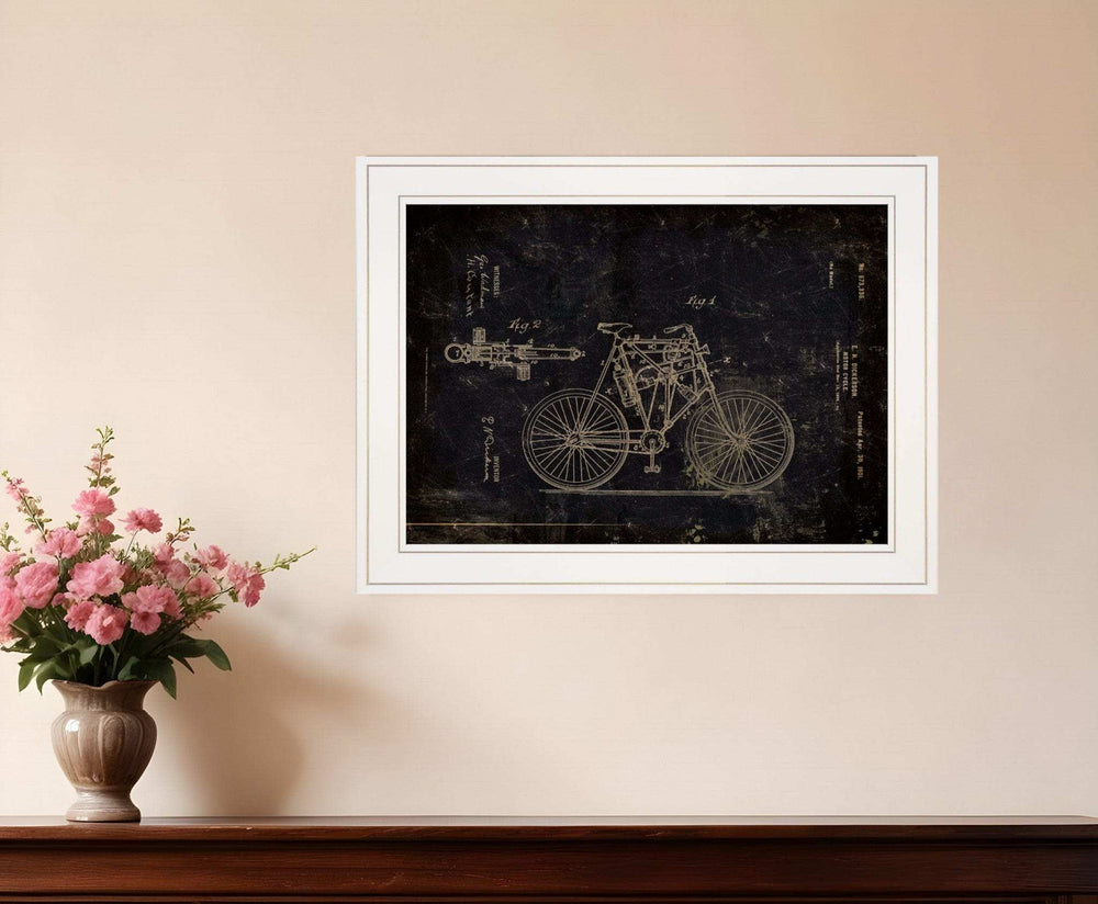 Motor Bike Patent I 3 White Framed Print Wall Art - Homeroots - Flyclothing LLC