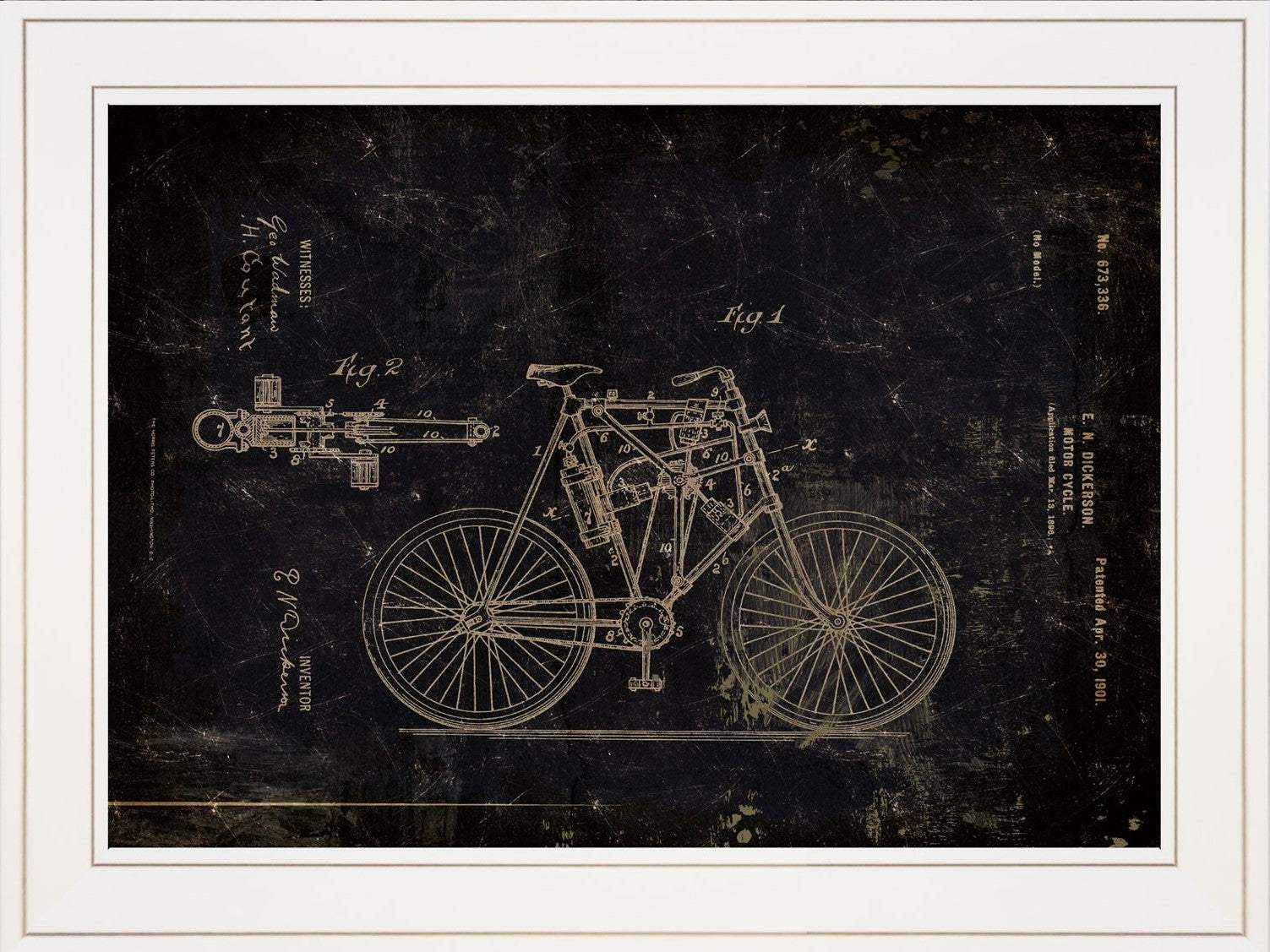 Motor Bike Patent I 3 White Framed Print Wall Art - Homeroots - Flyclothing LLC