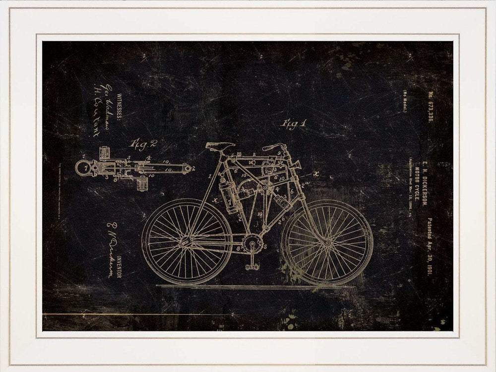 Motor Bike Patent I 3 White Framed Print Wall Art - Homeroots - Flyclothing LLC