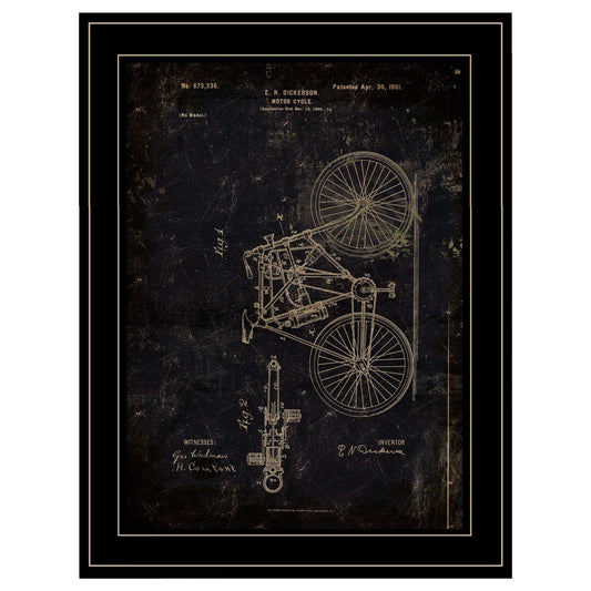 Motor Bike Patent Black Framed Print Wall Art - Homeroots - Flyclothing LLC