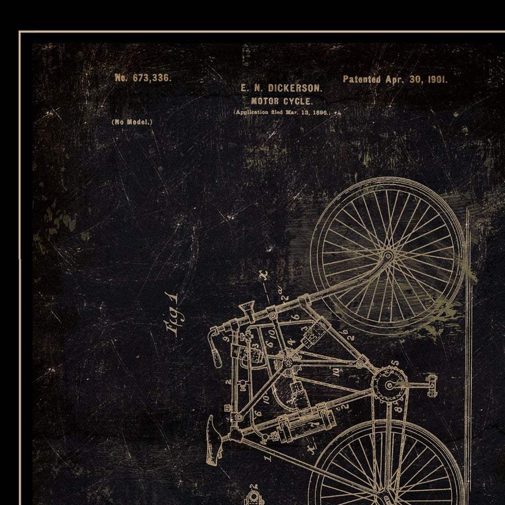 Motor Bike Patent Black Framed Print Wall Art - Homeroots - Flyclothing LLC
