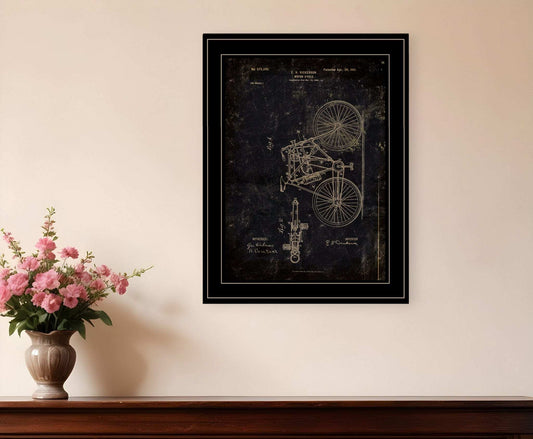 Motor Bike Patent Black Framed Print Wall Art - Homeroots - Flyclothing LLC