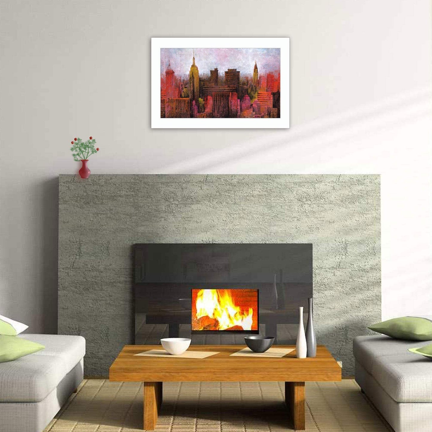 NYC Skyline 1 White Framed Print Wall Art - Homeroots - Flyclothing LLC