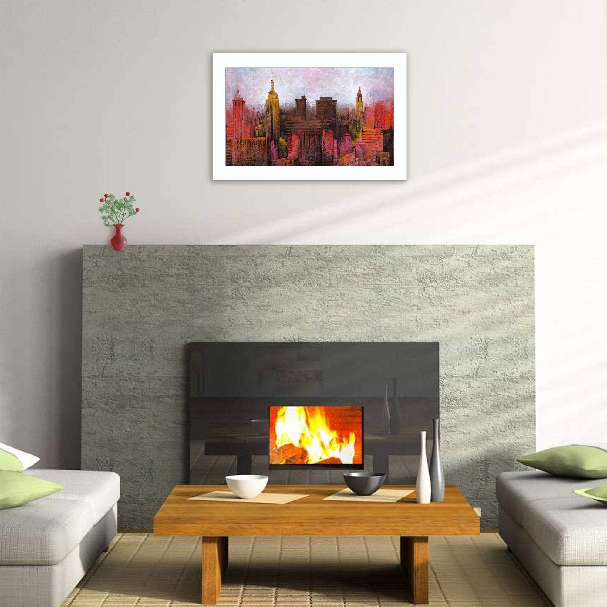 NYC Skyline 1 White Framed Print Wall Art - Homeroots - Flyclothing LLC