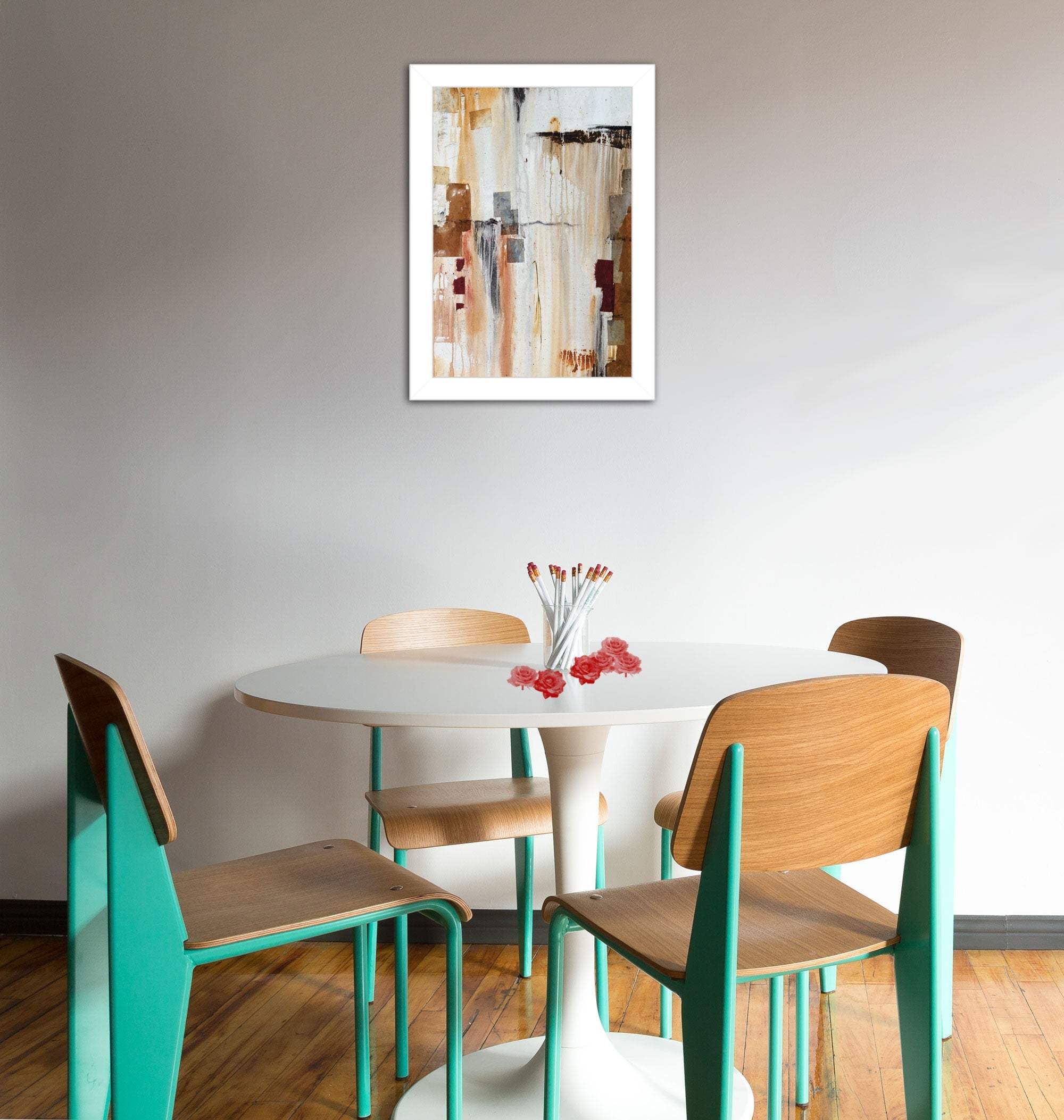 Falling Blocks 1 White Framed Print Wall Art - Homeroots - Flyclothing LLC