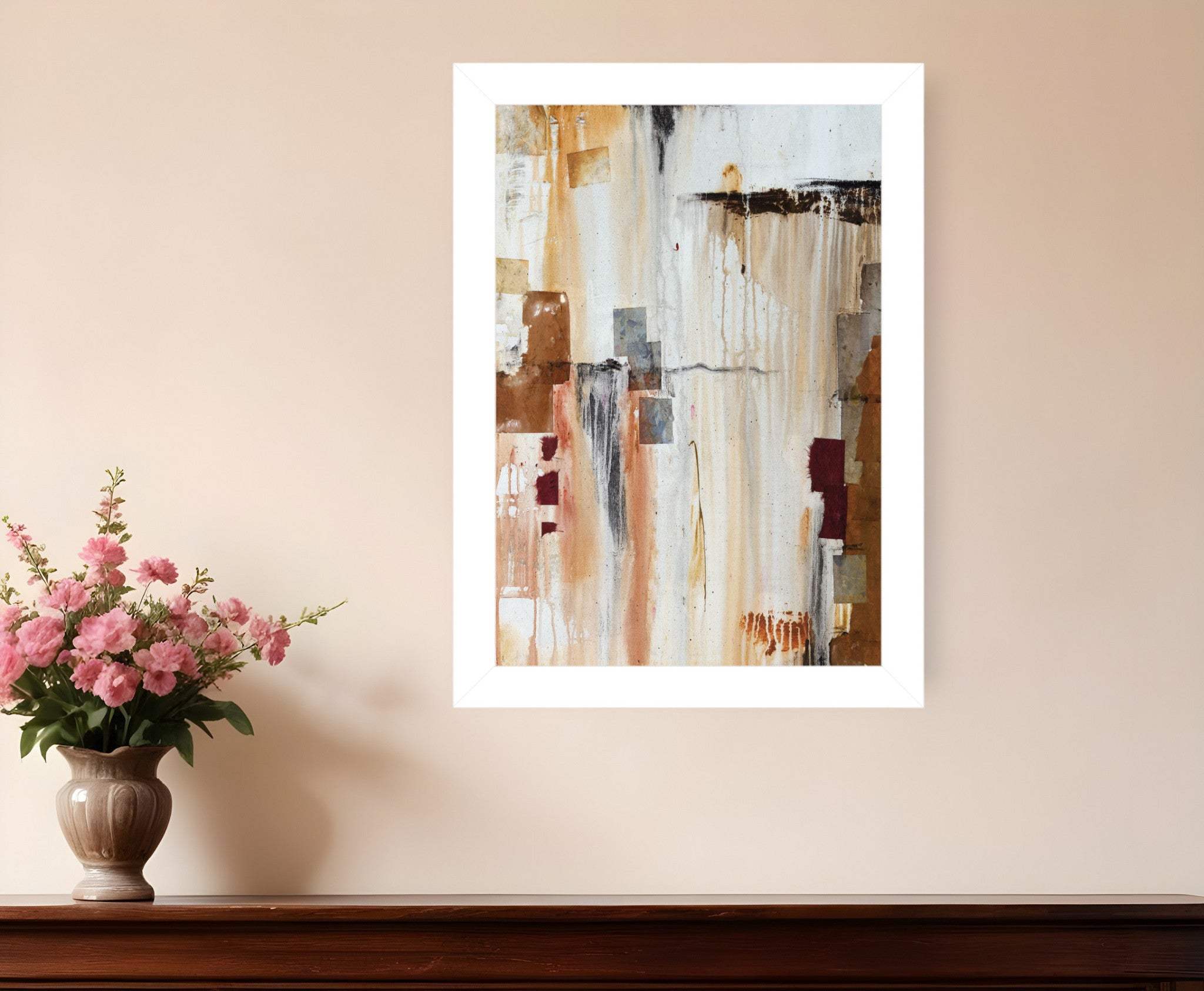 Falling Blocks 1 White Framed Print Wall Art - Homeroots - Flyclothing LLC