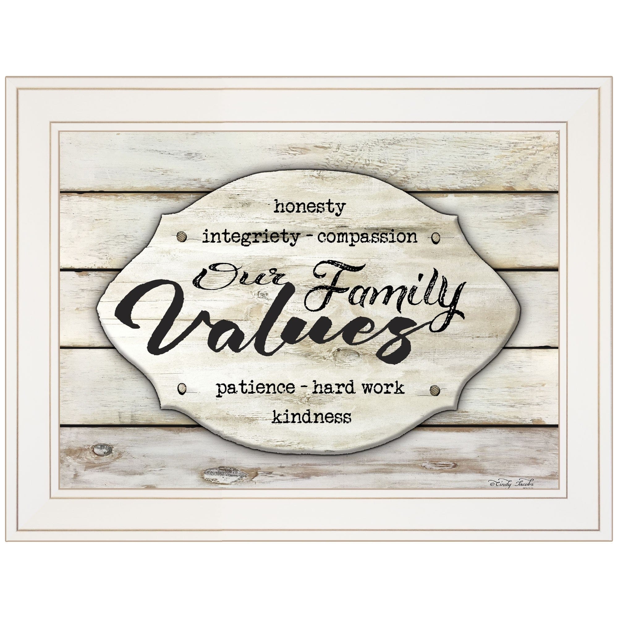 Our Family Values 2 White Framed Print Wall Art - Homeroots