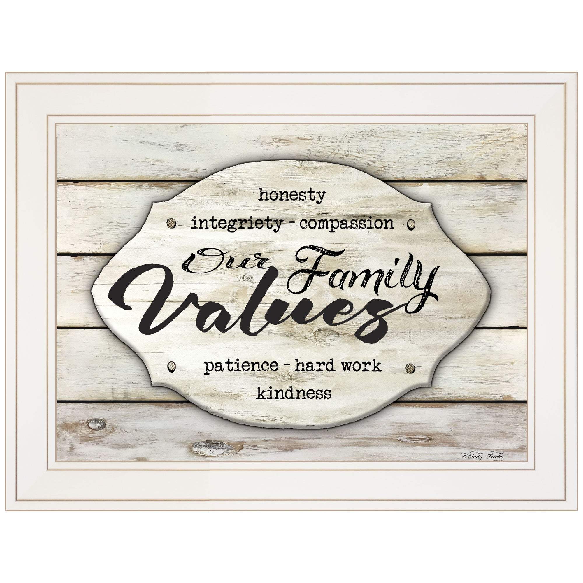 Our Family Values 2 White Framed Print Wall Art - Homeroots - Flyclothing LLC