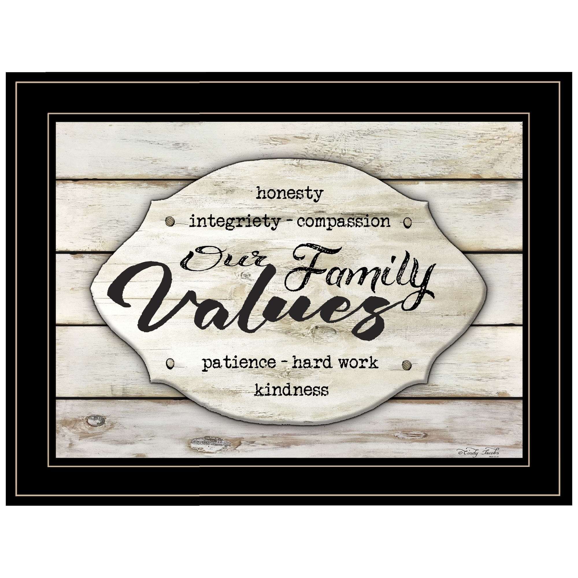 Our Family Values 3 Black Framed Print Wall Art - Homeroots