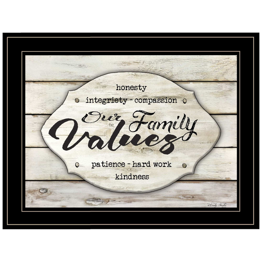 Our Family Values 3 Black Framed Print Wall Art - Homeroots - Flyclothing LLC
