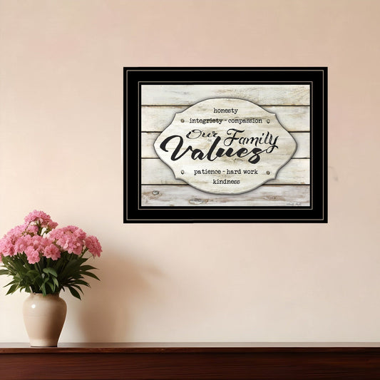 Our Family Values 3 Black Framed Print Wall Art - Homeroots