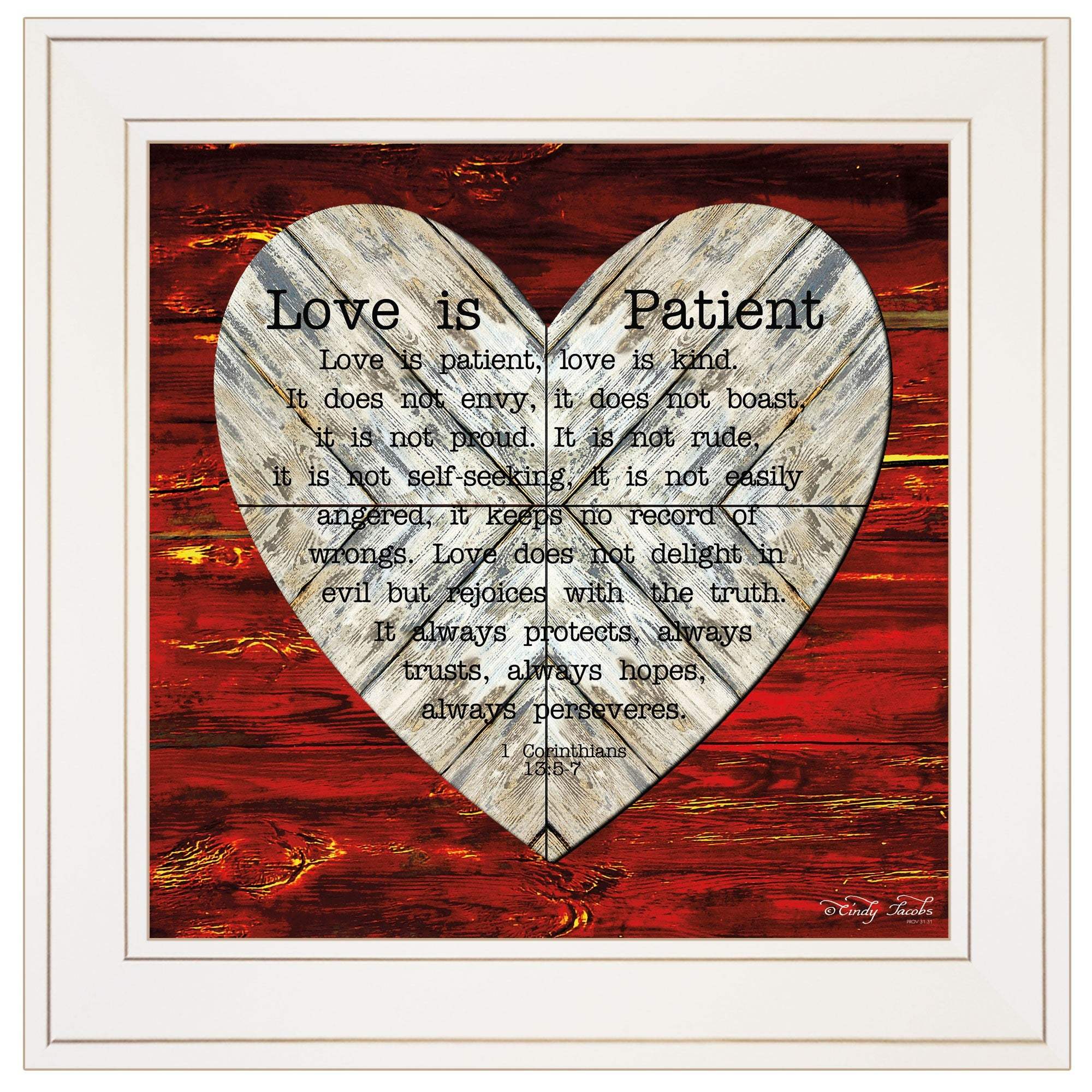 Love is Patient 1 White Framed Print Wall Art - Homeroots - Flyclothing LLC