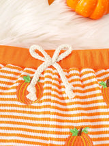 Children's Halloween Pumpkin Striped Long Sleeve Pajama Set - Trendsi - Flyclothing LLC