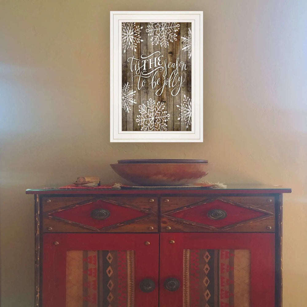 Tis the season Snowflakes 1 White Framed Print Wall Art - Homeroots - Flyclothing LLC