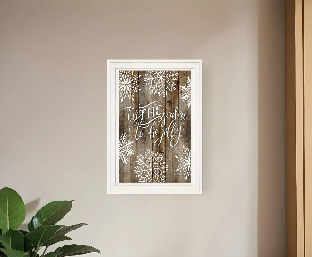 Tis the season Snowflakes 1 White Framed Print Wall Art - Homeroots