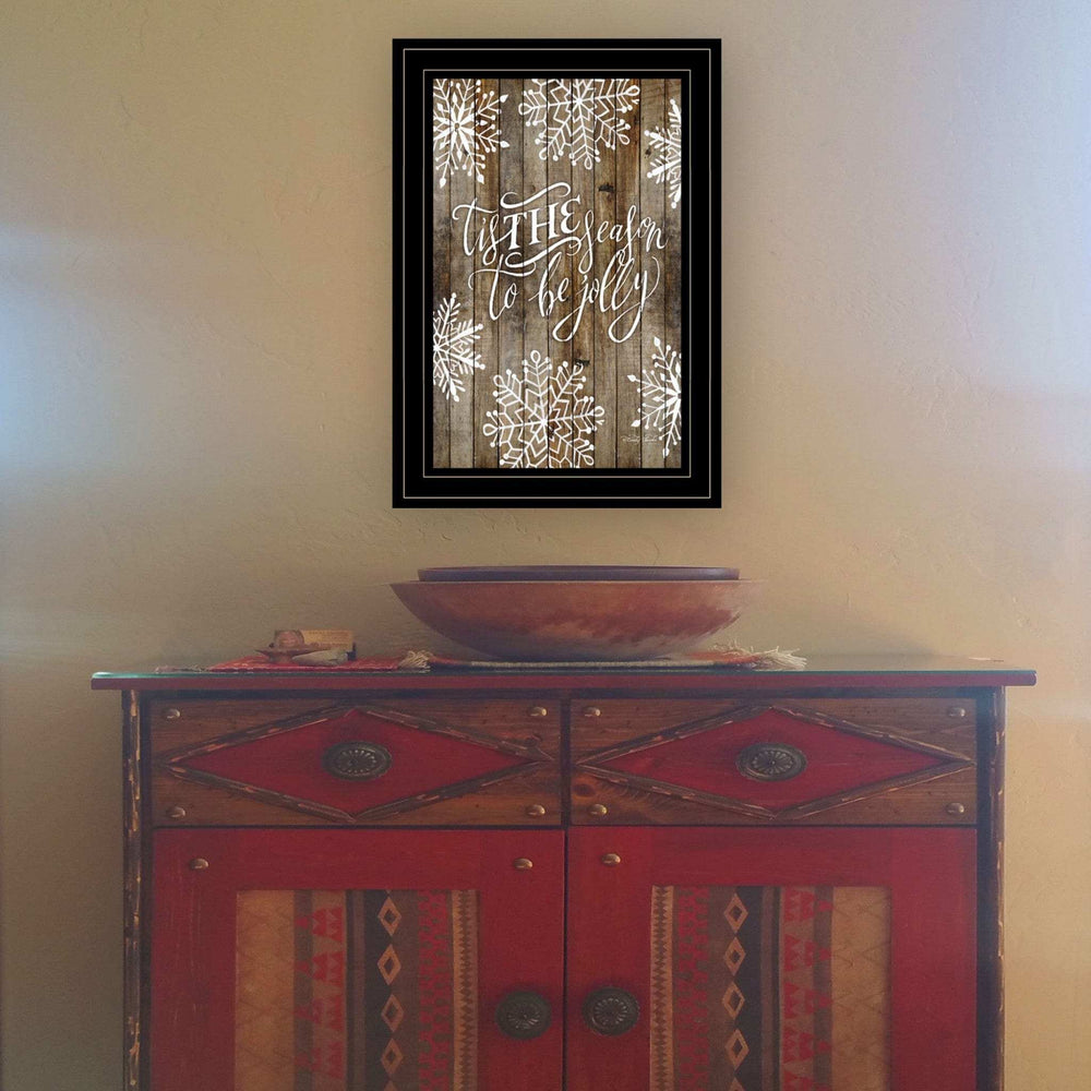 Tis the season Snowflakes 2 Black Framed Print Wall Art - Homeroots - Flyclothing LLC