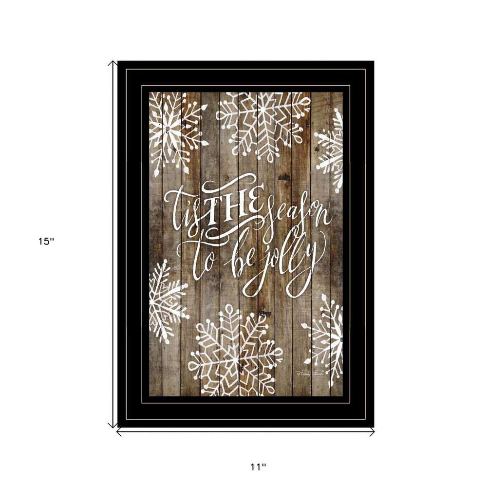 Tis the season Snowflakes 2 Black Framed Print Wall Art - Homeroots - Flyclothing LLC