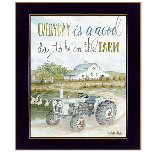 Good Day Antique Ford Tractor Black Framed Print Wall Art - Homeroots - Flyclothing LLC
