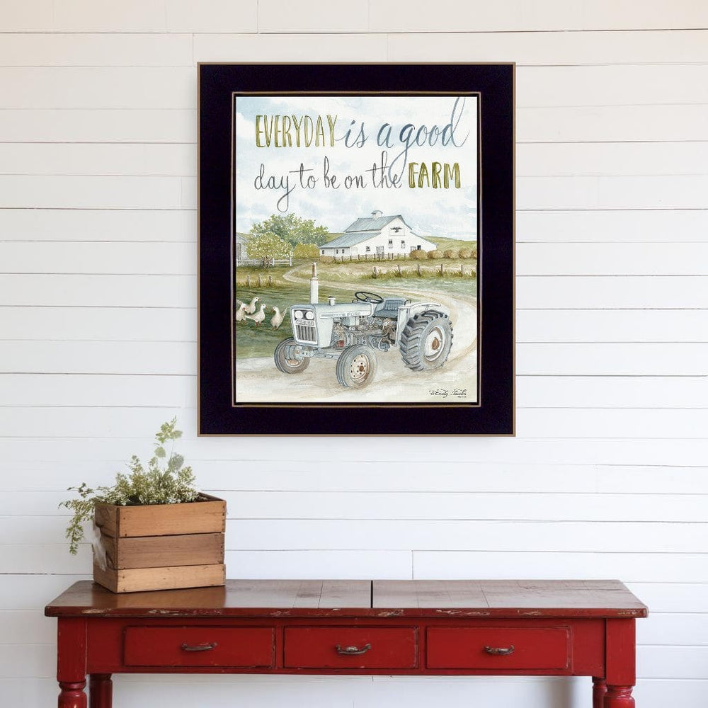 Good Day Antique Ford Tractor Black Framed Print Wall Art - Homeroots