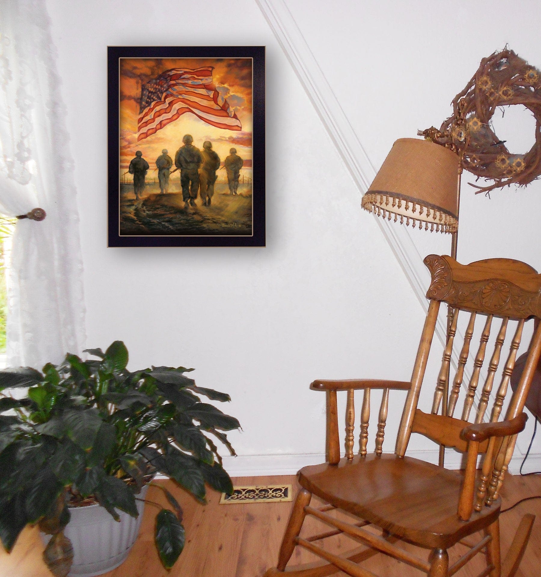 Bless Americas Heroes Black Framed Print Wall Art - Homeroots