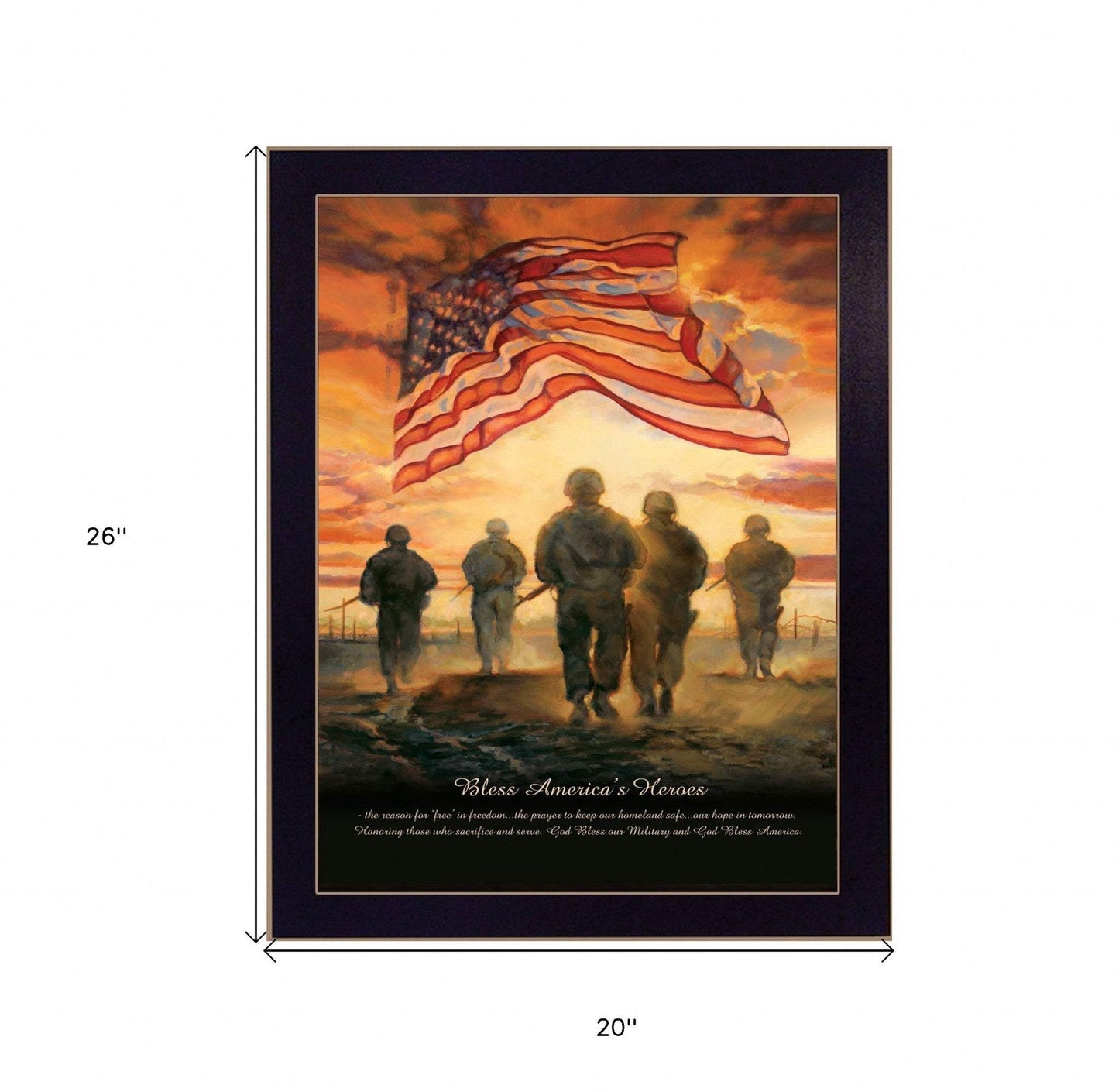 Bless Americas Heroes Black Framed Print Wall Art - Homeroots - Flyclothing LLC